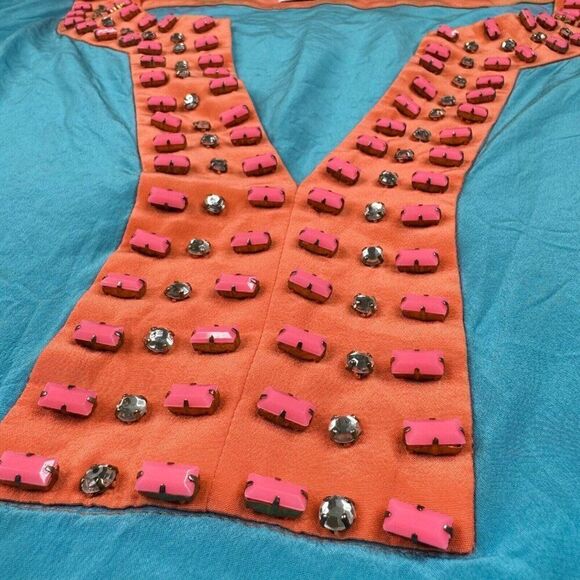 Trina Turk Silk Beaded Embellished Tunic Blue Orange - Picture 6 of 9
